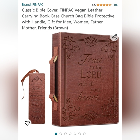 Finpac Vegan Leather Bible case β Beautiful β Vegan Leather bookmark,incl. β NEW - Picture 15 of 16